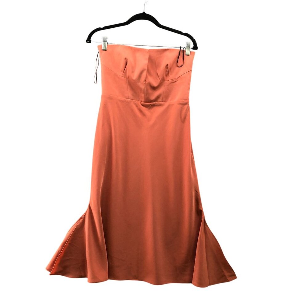 Topshop Sleeveless Cocktail Dress Size 6 Mesh Back Bardot Tan Clay Midi
